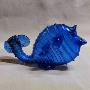 Unique Blue Glass Fish Sculpture